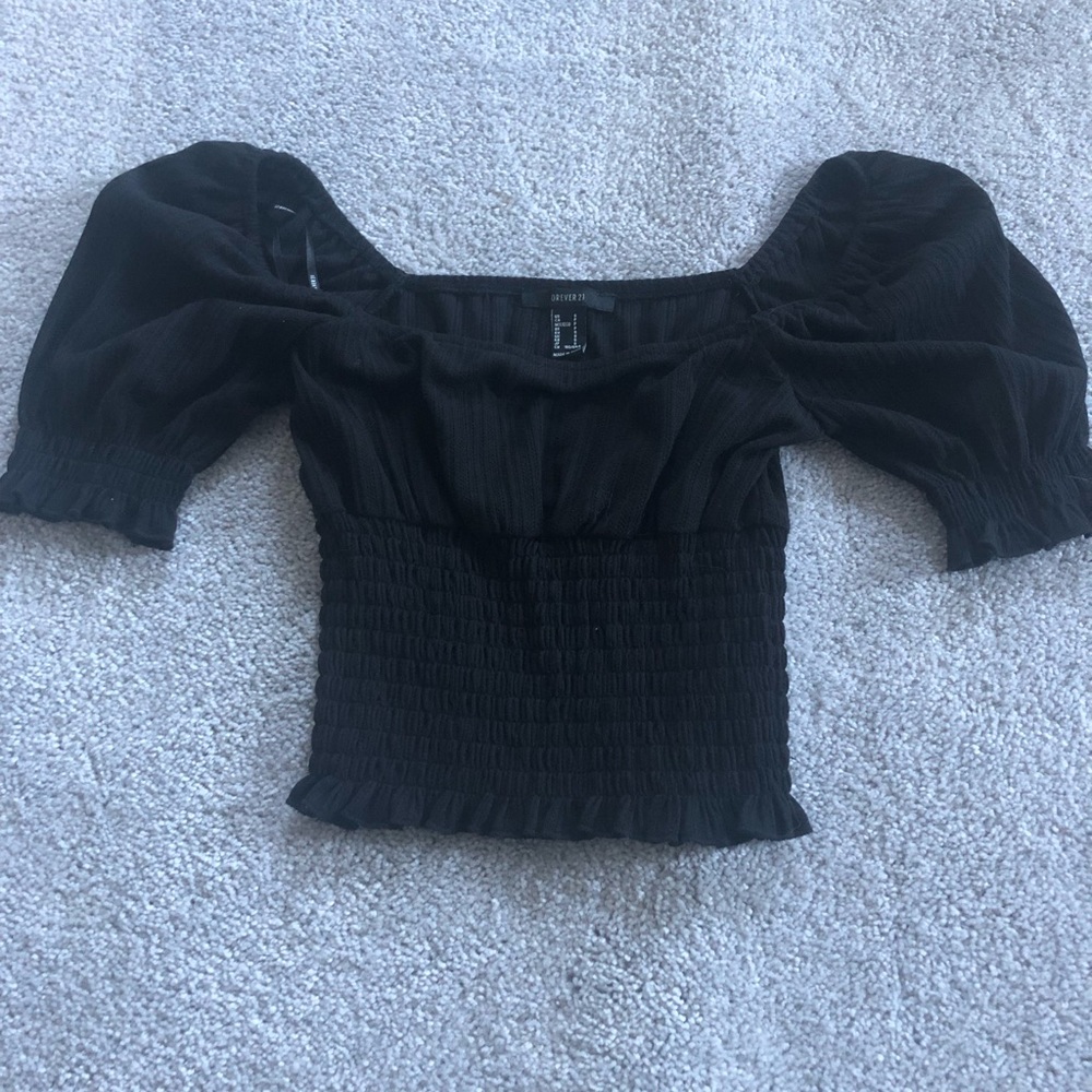Black Off Shoulder Top Size S Forever 21